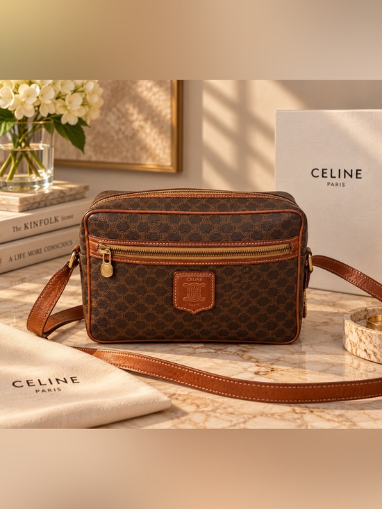 Celine Handbags - AUTHENTICATED Vintage Céline Macadam M12 Double-Zip Crossbody Bag
